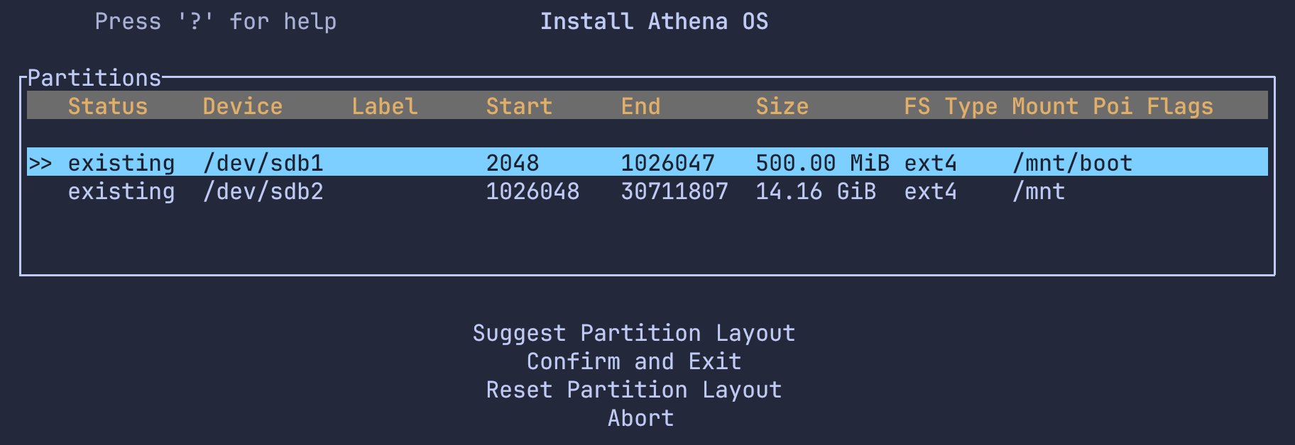 Aegis Partition List
