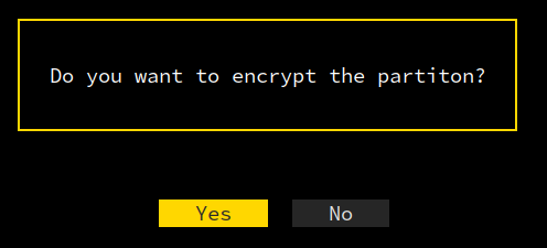 Aegis TUI Partitioning Encryption