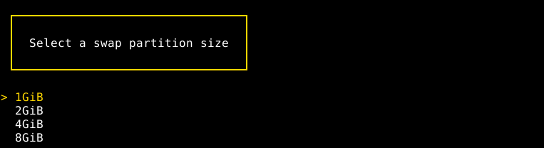 Aegis TUI Partitioning Erase Disk Swap Size