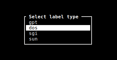 Aegis TUI Partitioning Table Legacy