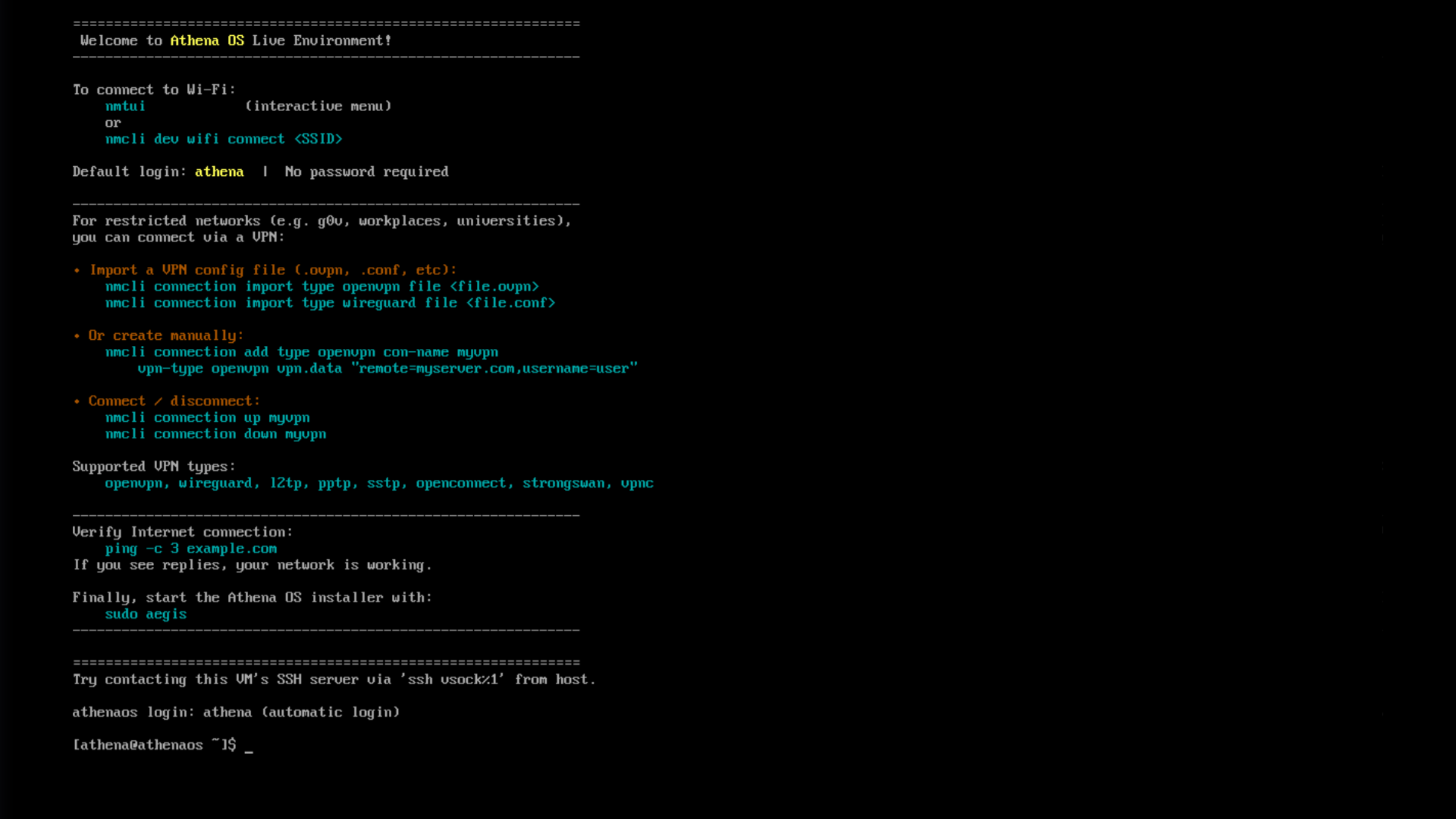 Athena Welcome Install