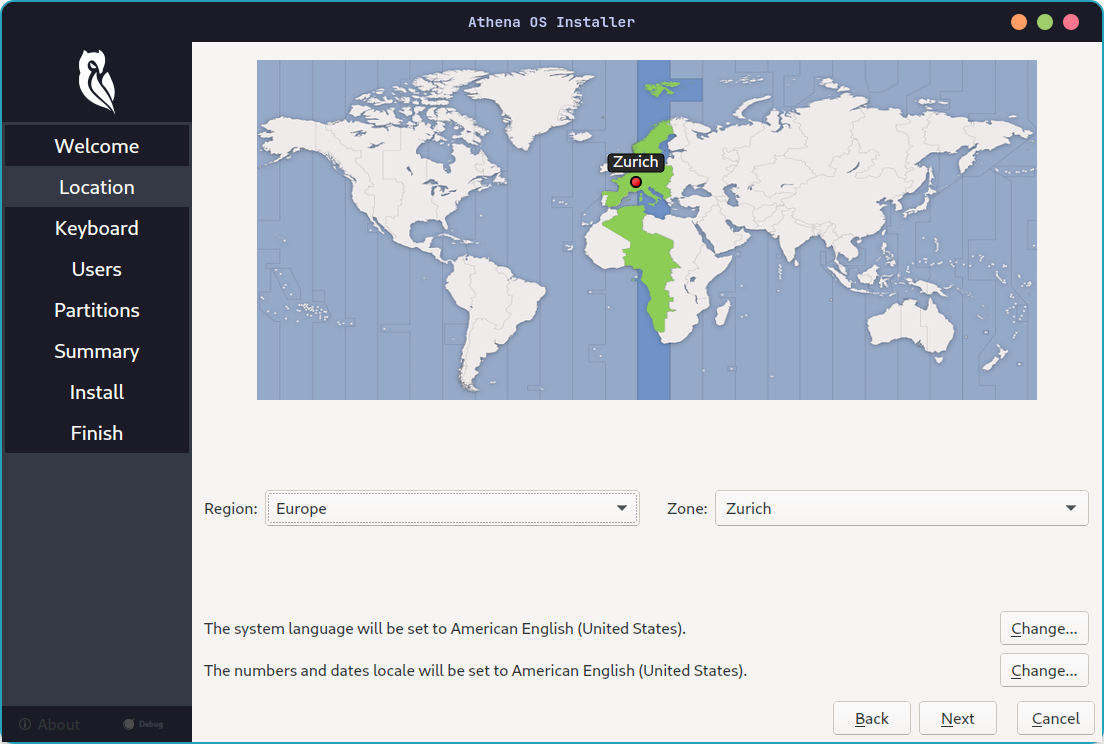 System Location and Timezone