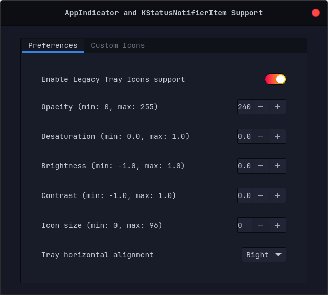 AppIndicator Settings