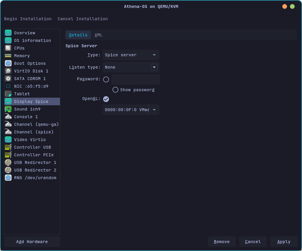 Virt-Manager VM Display Settings